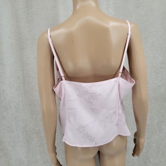 Valerie Stevens Y2K Light Pink Floral Jacquard Satin Cami Feminine Coquettegirl - Picture 4 of 7